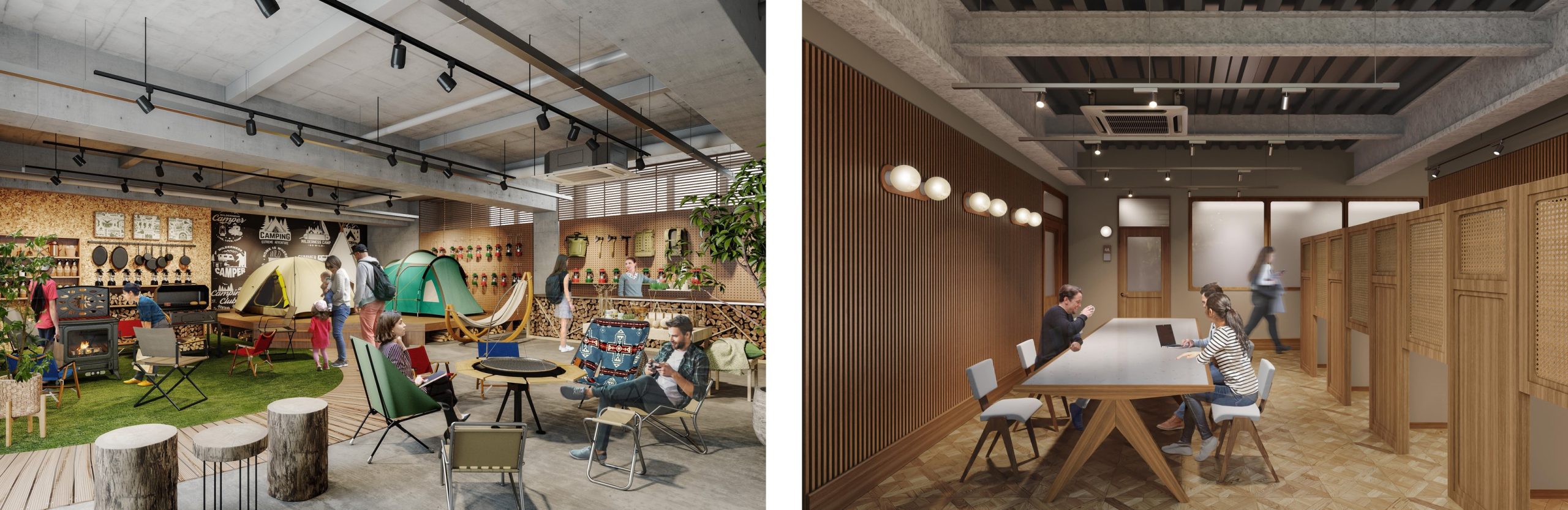 ▲Shopイメージ  ／ ▲Coworking Spaceイメージ